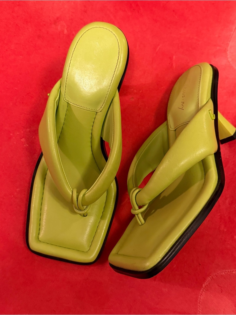 Circus NY by Sam Edelman Skeet Lime Green Square-Toe Heel Thong Sandals